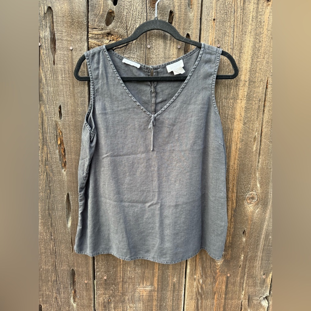 Vintage Old Navy 100% Linen Gray Tank Top Sleeveless Shirt